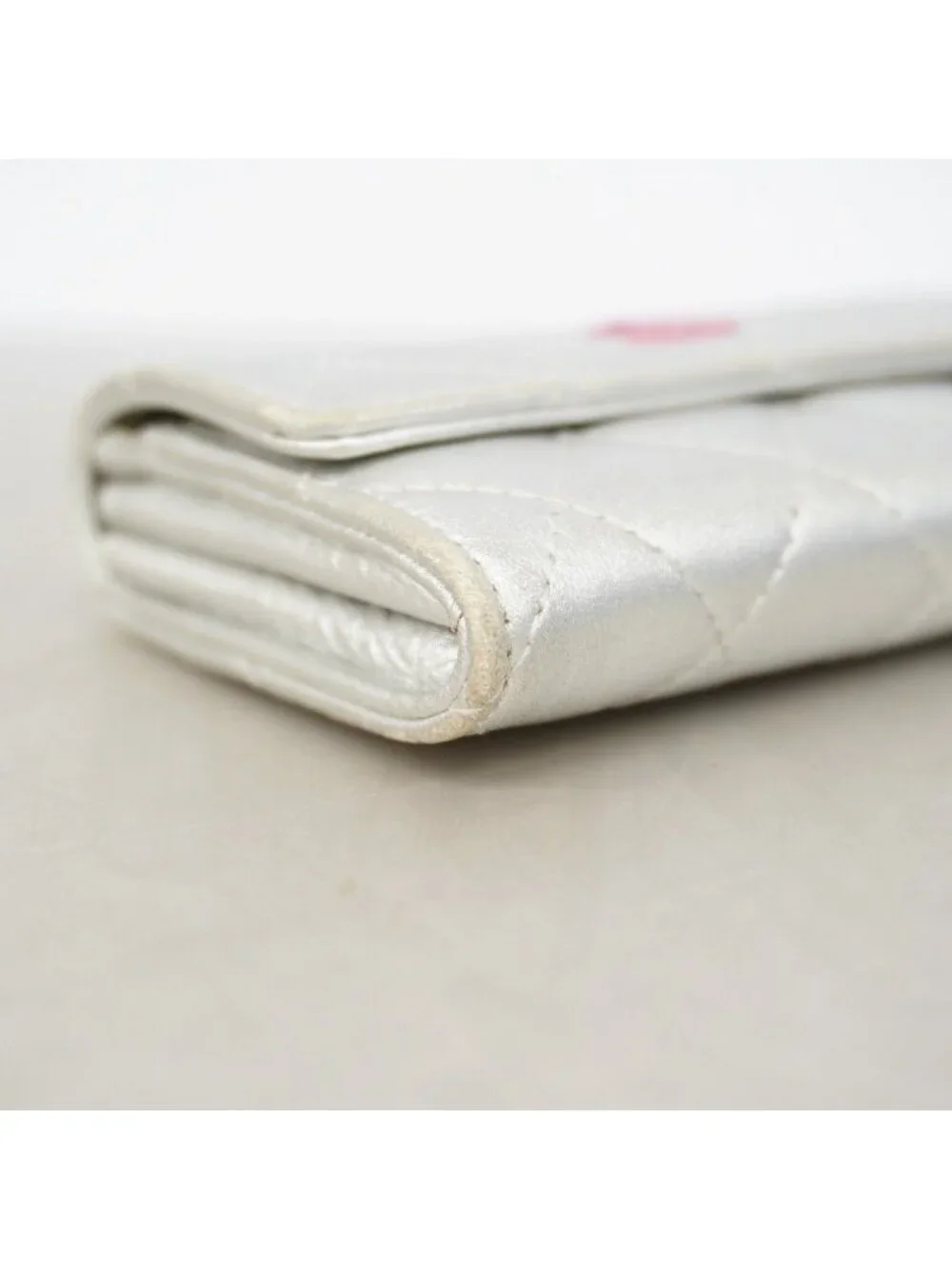 Chanel Card Case Quilted Lambskin Silver